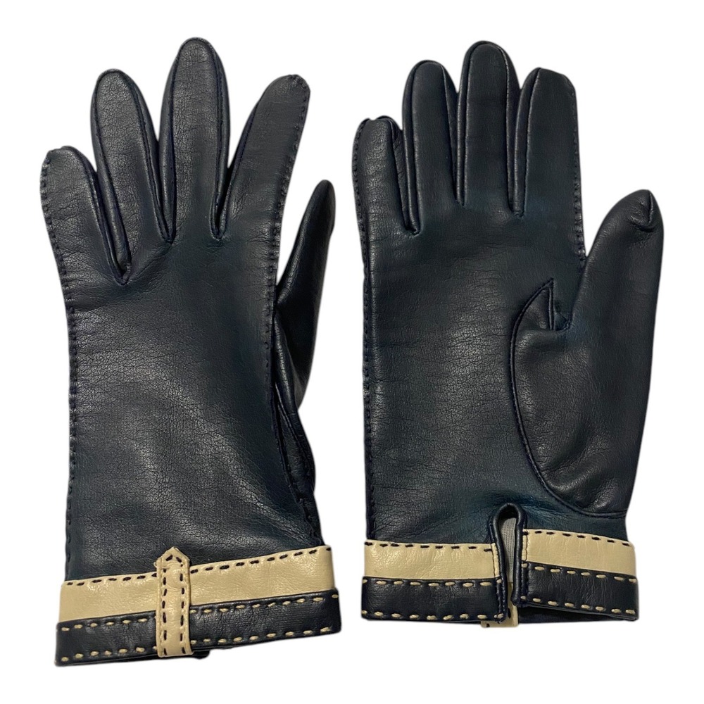 Vintage Faux Leather‎ Gloves Womens 6.5 Black Buttery Soft Driving Gloves